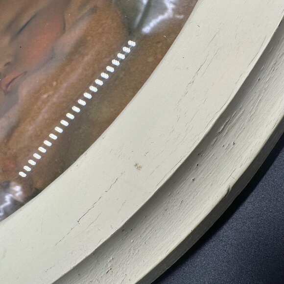 Vintage Baby Picture Convex Domed Glass Wooden Oval Frame Wall Hanging Decor - Picture 6 of 8